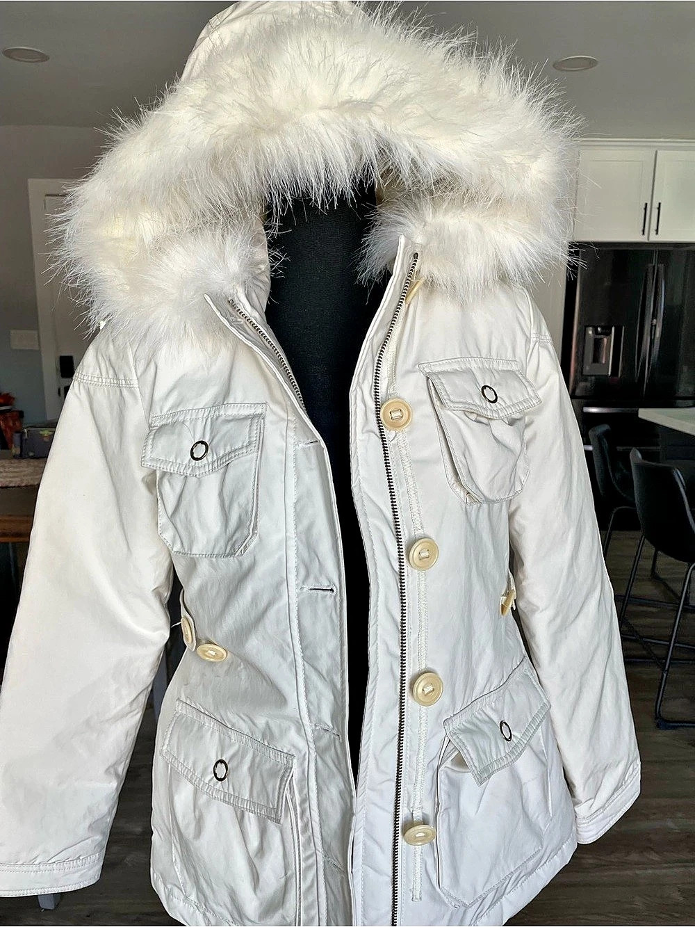 Banana Republic White Utility Down Parka Jacket Coat XS NWT